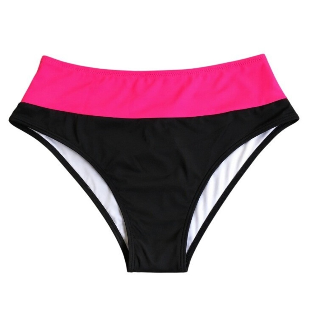 Popvil Women's Watermelon Red Colorblock High Waisted Bikini Bottom Size M NWT